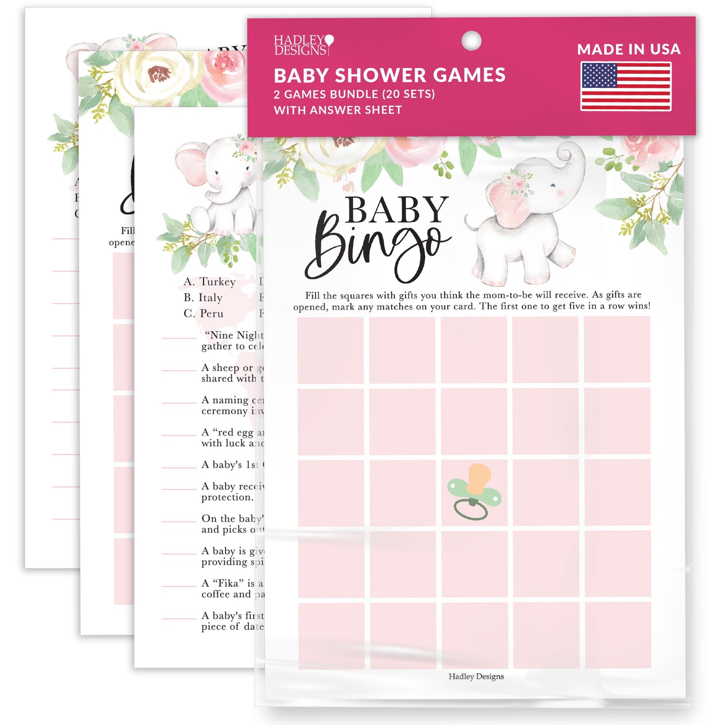 Baby Traditions & Bingo Games | Set of 20 | Baby Shower Games