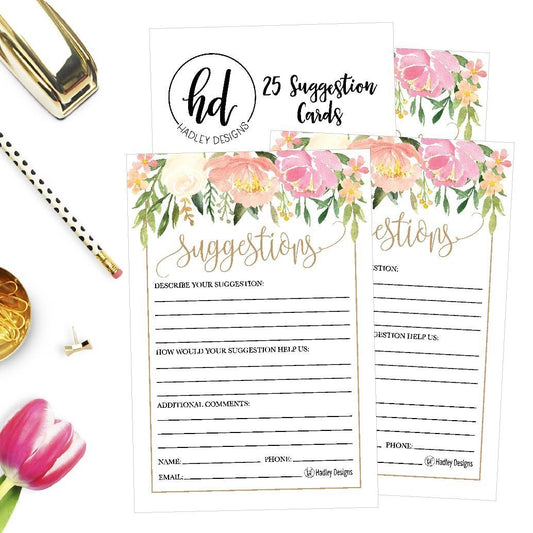 25 Watercolor Floral Suggestion Cards