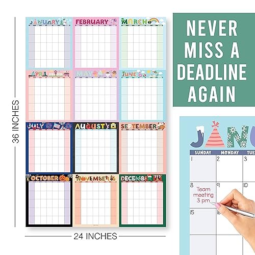 Doodle Typography Undated Yearly 12-Month Calendar | Dry Erase | Calendars & Planners