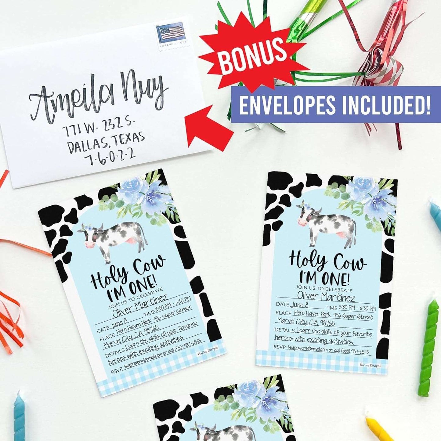 15 Holy Cow Im One Birthday Invitations For Boys - Cow Birthday Invites, Birthday Party Invitations For Boys Birthday Invitation, Boy Birthday Invitations Boy, Holy Cow Invitations For Birthday Party