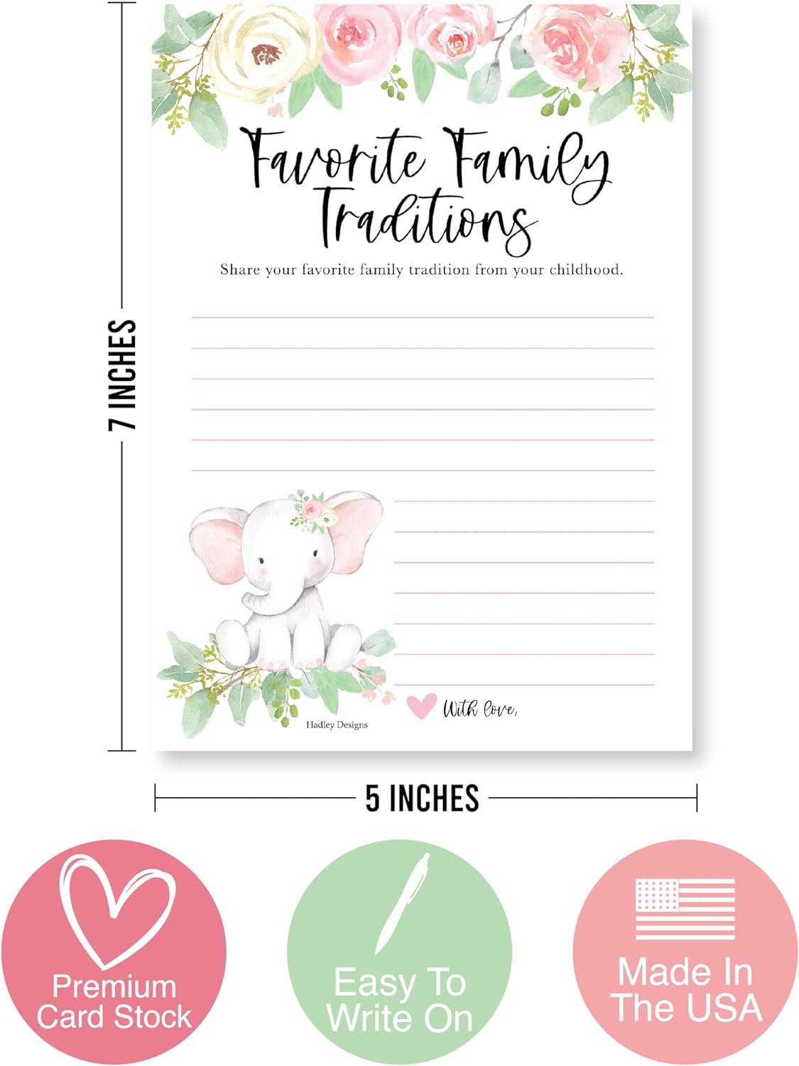 20 Elephant Baby Shower Games For Girl - Hilarious Baby Shower Games Girl, Advice Cards Baby Shower Mad Libs Game Funny, Family Tradition Cards For Baby Shower, Baby Girl Baby Shower Games Funny