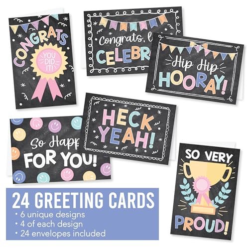 Folded Congratulations Cards | Set of 24 | Cards & Party | Envelopes Included