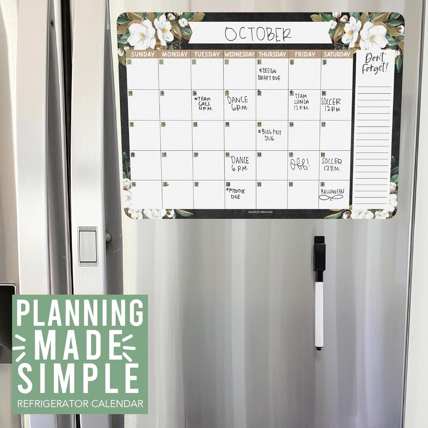 Floral Magnetic Calendar | Dry-Erase | Calendars & Planners