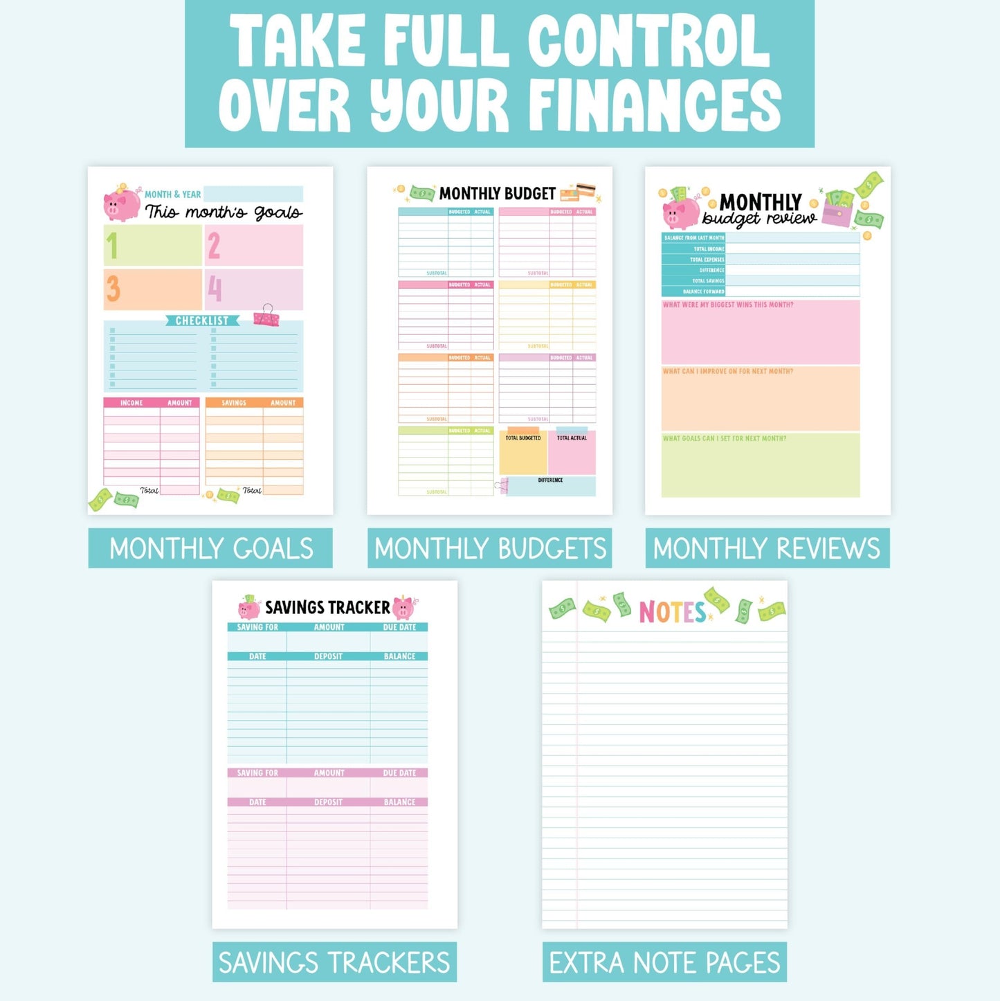 Teal Monthly Budget Planner | 2025-2026 | Calendars & Planners