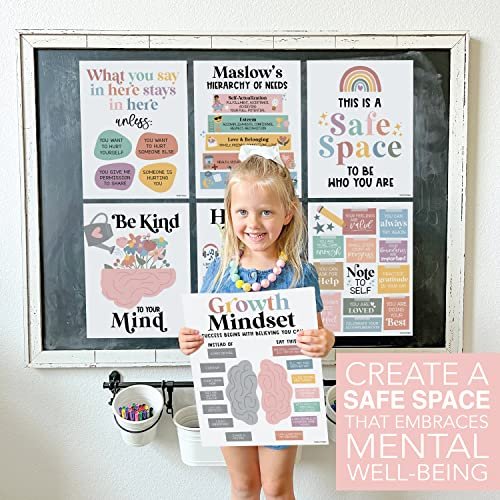 Boho Colorful Mental Health Posters | Set of 9 | Classroom Decor