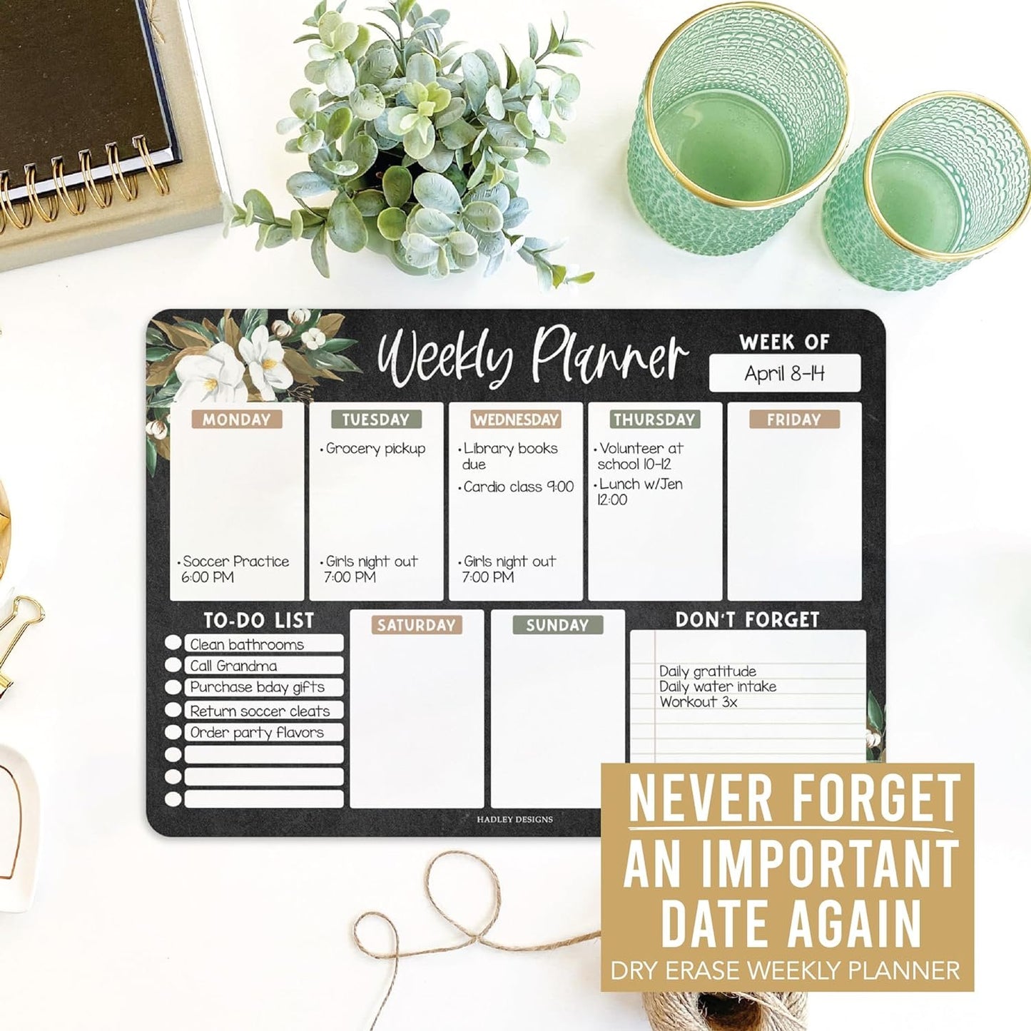 Floral Fridge Weekly Calendar | Magnetic & Dry Erase | Calendars & Planners