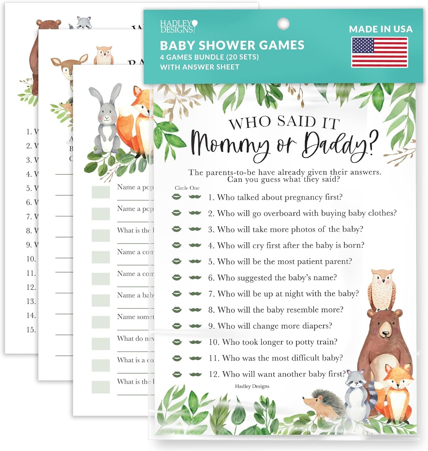 40 Woodland Baby Shower Games Gender Neutral - Who Knows Mommy Best Baby Shower Game, Guess Who Mommy Or Daddy Baby Shower Game, Baby Games For Baby Shower Family Feud Game, Baby Shower Tradition Card