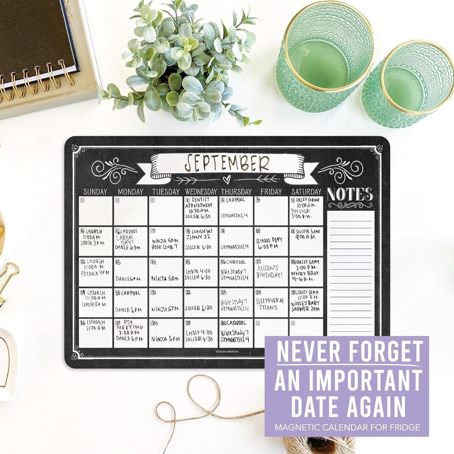 Magnetic Monthly Calendar | Fridge Magnet | Home Organization