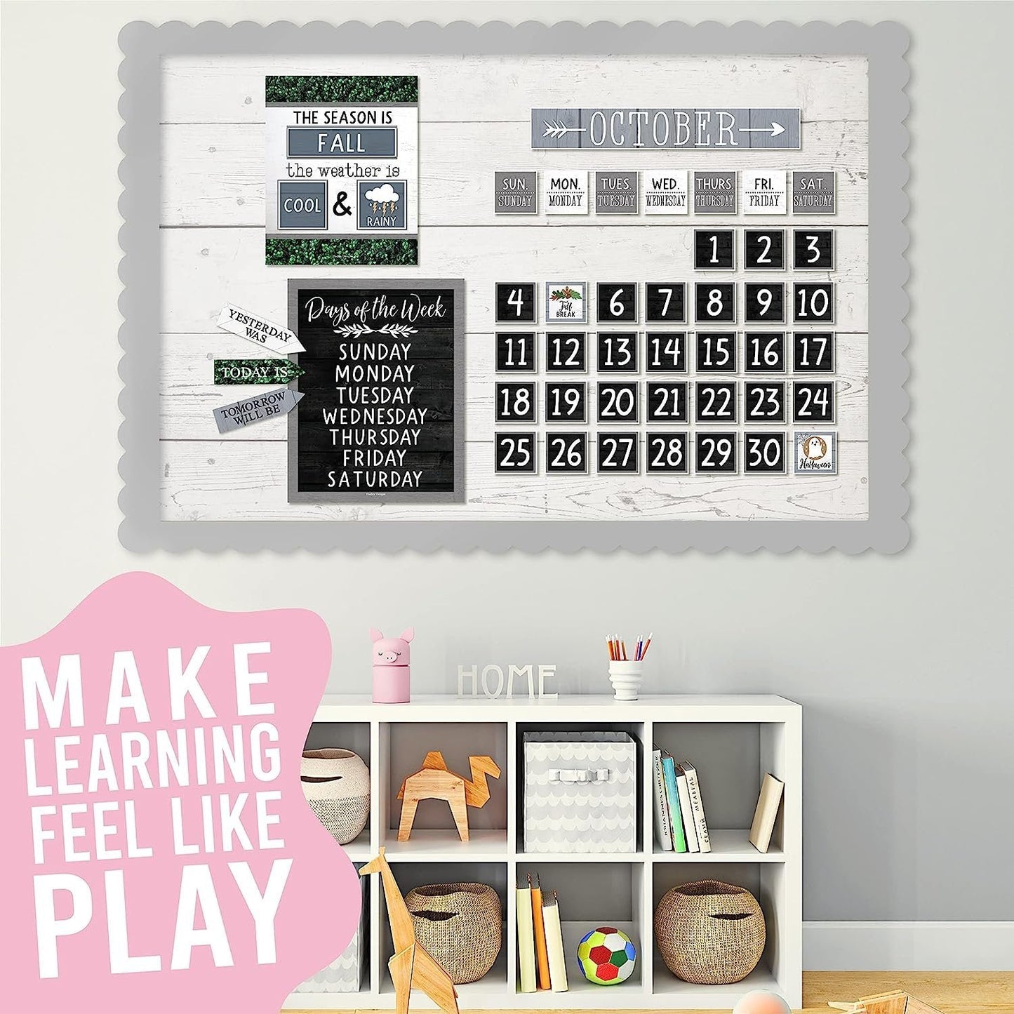 Farmhouse Modern Gray Classroom Calendar | Bulletin Board | Classroom Supplies