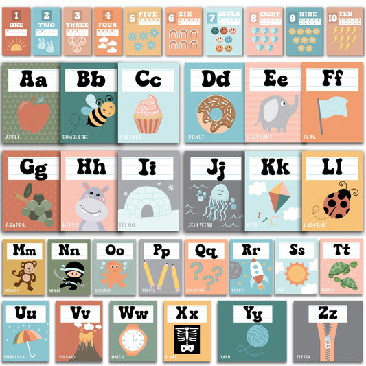 Retro Alphabet For Classroom Wall Line - Alphabet Letters For Classroom Wall, ABC Posters, Alphabet Posters, Alphabet Wall Chart, ABC Wall Chart, Alphabet Banner, Number Line For Classroom Wall