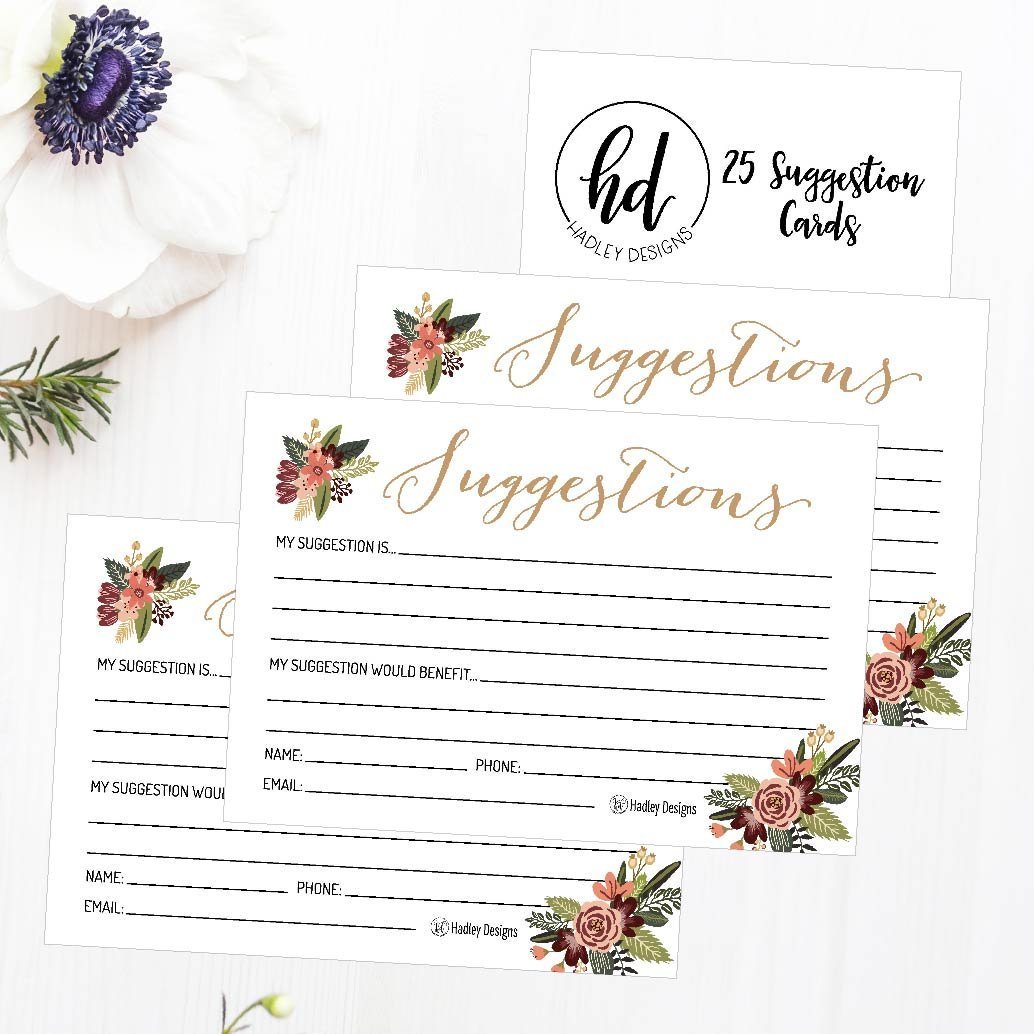 25 White Floral Suggestion Cards