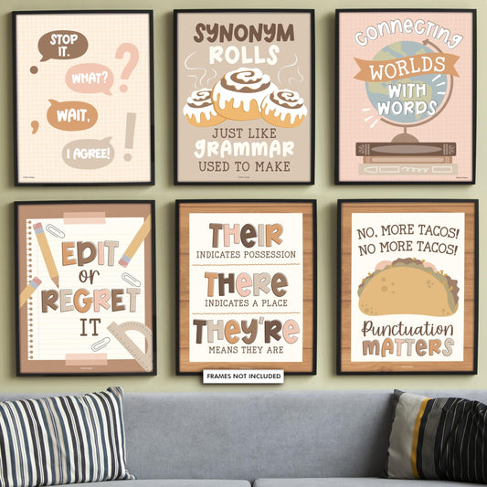 Colorful Pastel English Motivational Posters | Set of 6 | Educational Posters