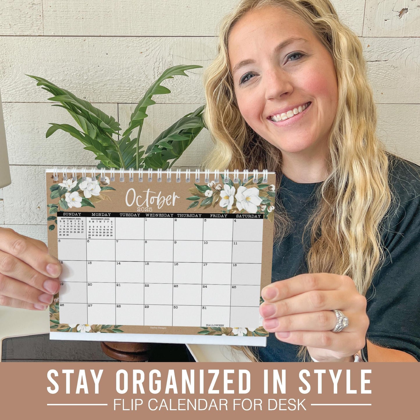 Magnolia Small Desk Calendar | 2025-2026 | Standing Flip Calendar