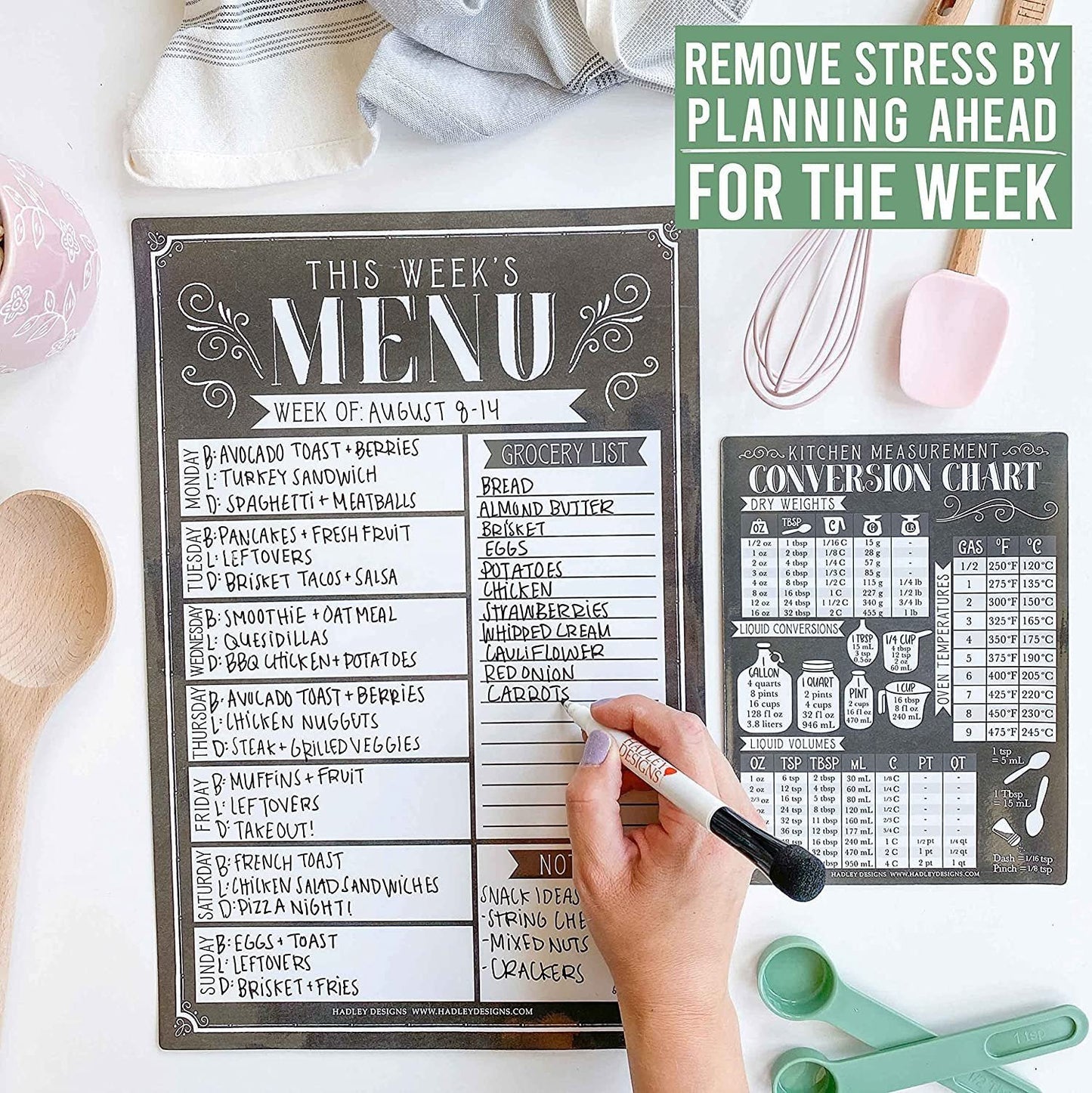 Black & White Magnetic Meal Planner | Weekly | Calendar & Planners