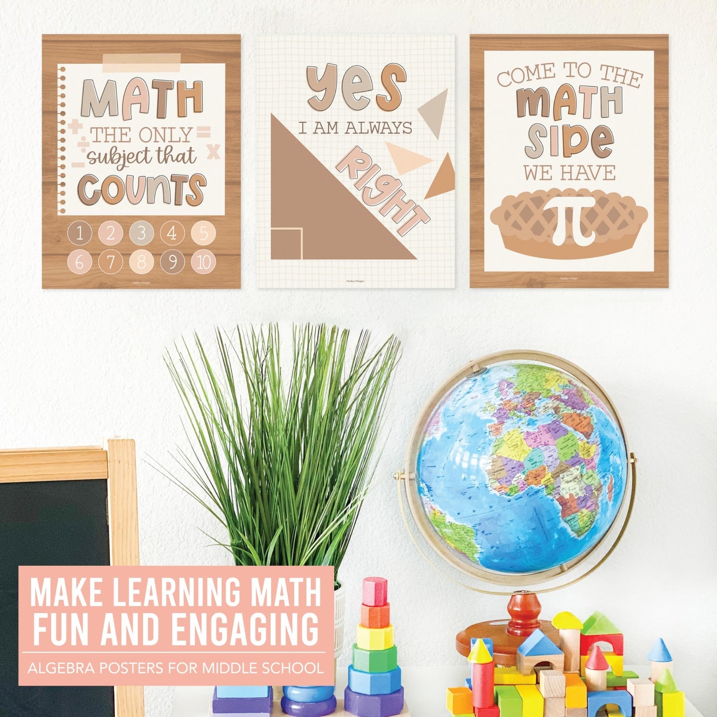 Neutral Math Motivational Posters | Set of 6 | Math Class