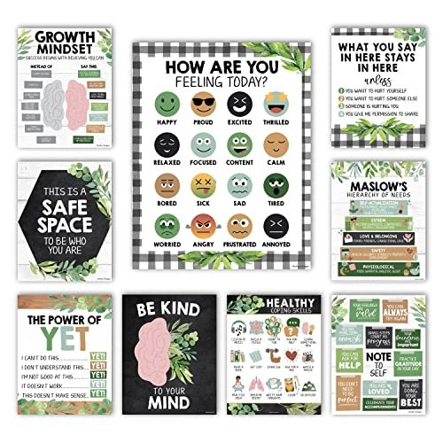 Farmhouse Mental Health Posters | Set of 9 | Classroom Decor