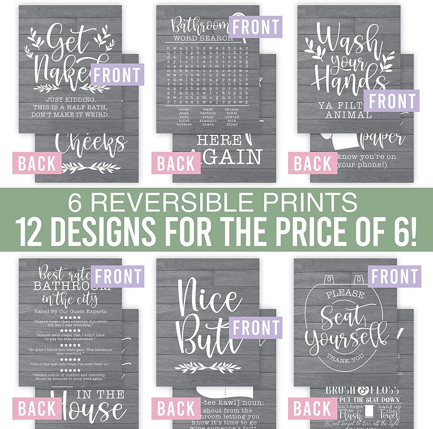 Farmhouse Funny Gray Wood Shark Bathroom Wall Art