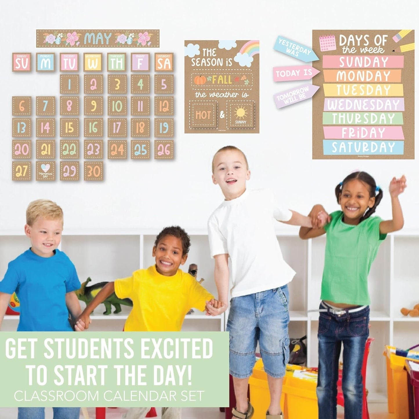 Kraft Typography Classroom Calendar | Bulletin Board | Classroom Supplies