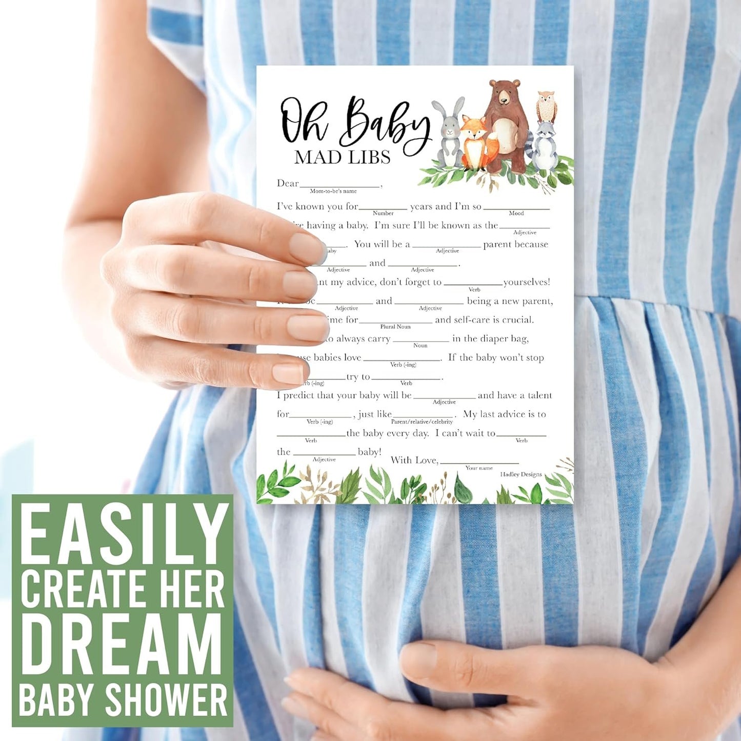 20 Woodland Baby Shower Games Gender Neutral - Hilarious Baby Shower Games for Girl, Funny Baby Shower Games Boy, Advice Cards Baby Shower Mad Libs Game Funny, Family Tradition Cards for Baby Shower