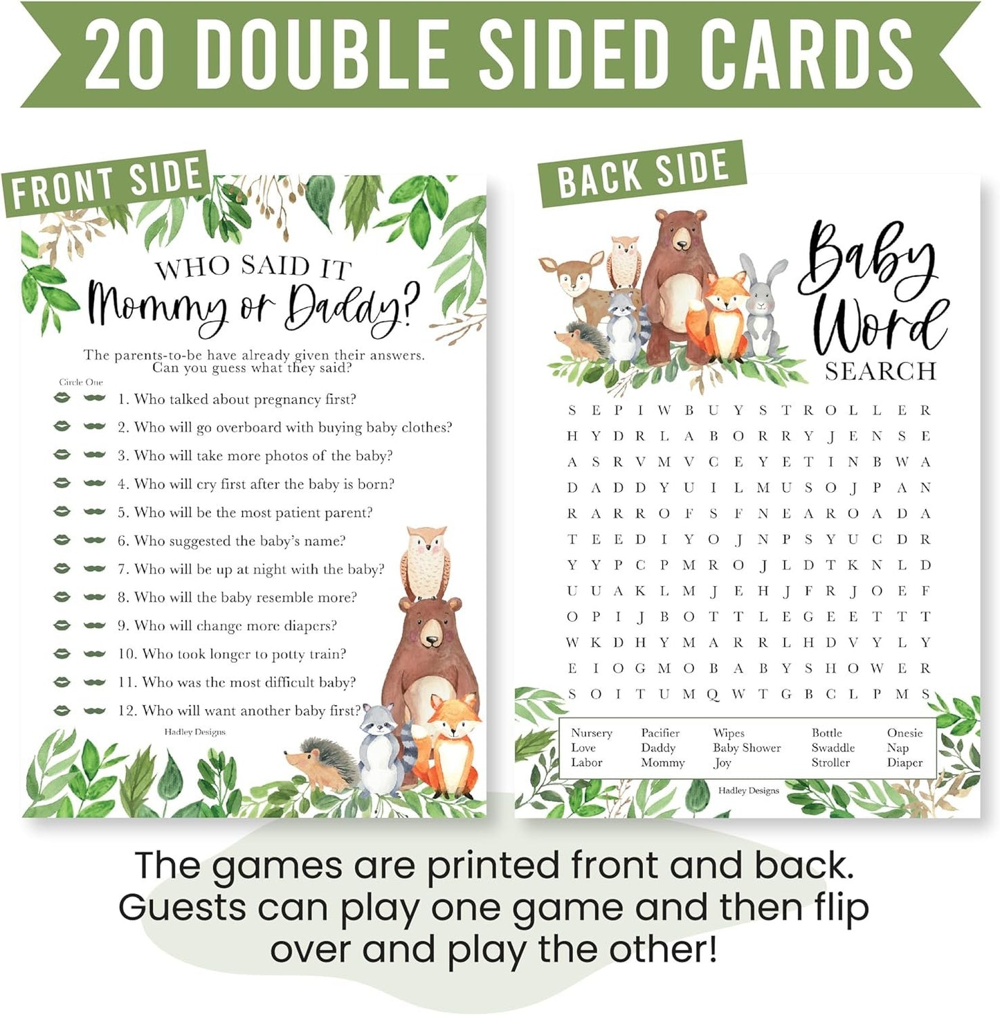 20 Woodland Baby Shower Games Gender Neutral - Hilarious Baby Shower Games For Girl, Funny Baby Shower Games Boy, Guess Who Mommy Or Daddy Baby Shower Game, Baby Games For Baby Shower Word Search Game