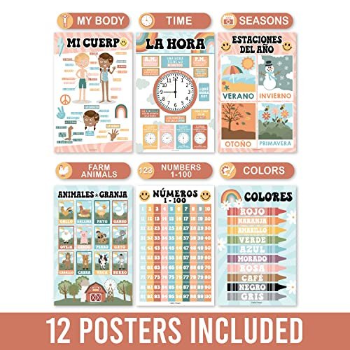 Retro Spanish Posters | Set of 12 | Spanish Educational Supplies