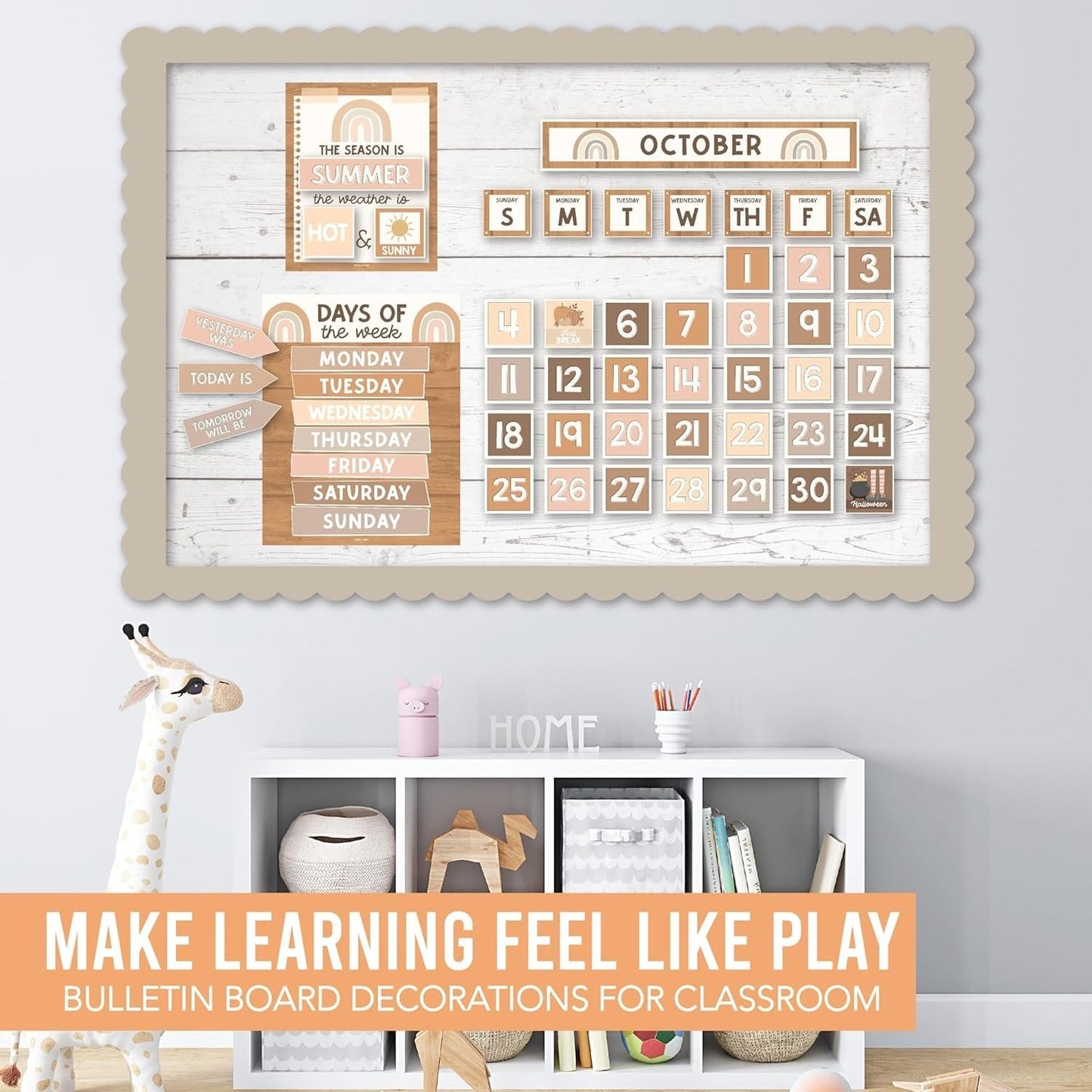 Neutral Classroom Calendar | Bulletin Board | Classroom Supplies