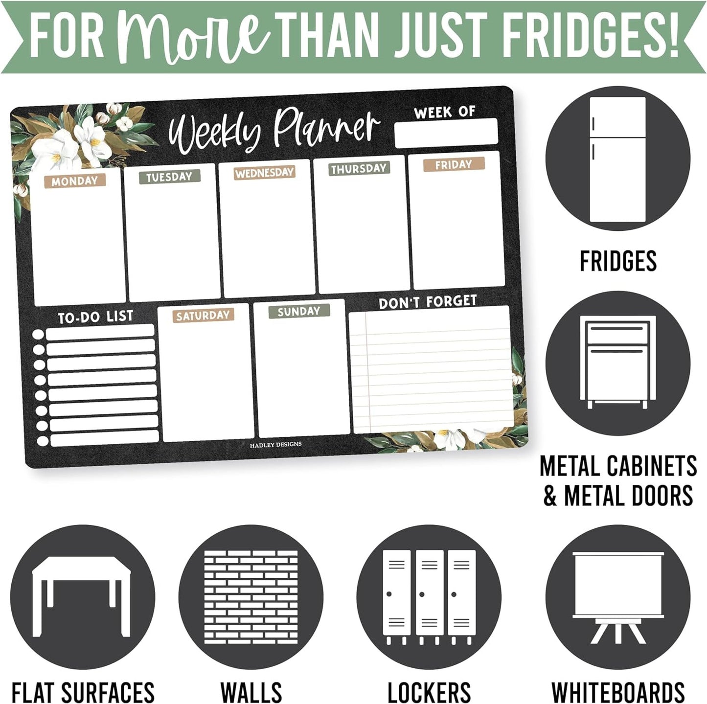 Floral Fridge Weekly Calendar | Magnetic & Dry Erase | Calendars & Planners