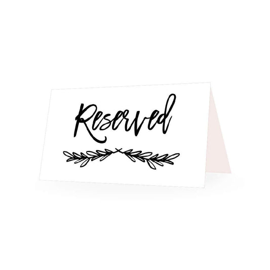 25 VIP Reserved Sign Tent Place Cards For Table at Restaurant, Wedding Reception, Church, Business Office Board Meeting, Holiday Christmas Party, Printed Seating Reservation Accessories DIY Seat White