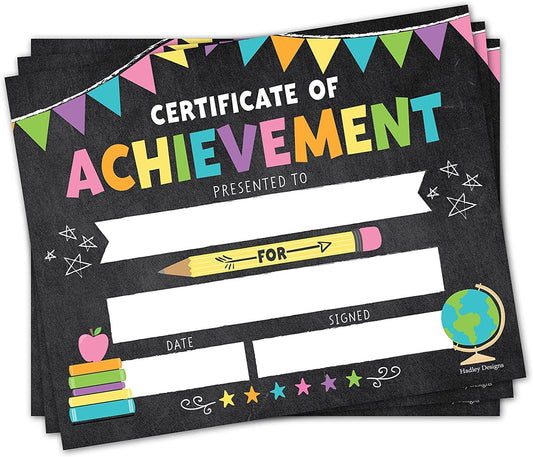 Colorful Pastel Chalk Certificate of Achievement | Set of 25 | Awards