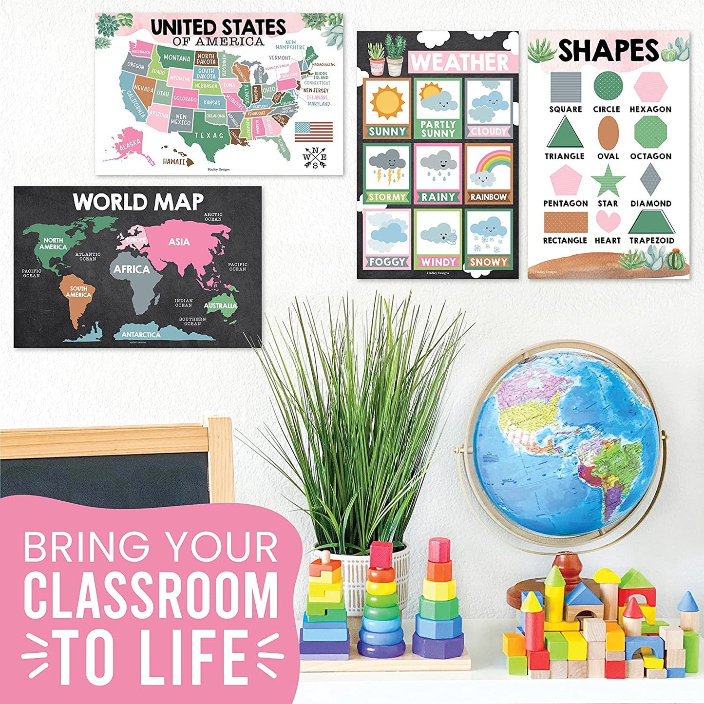 Cactus Educational Posters | Set of 16 | Classroom Supplies