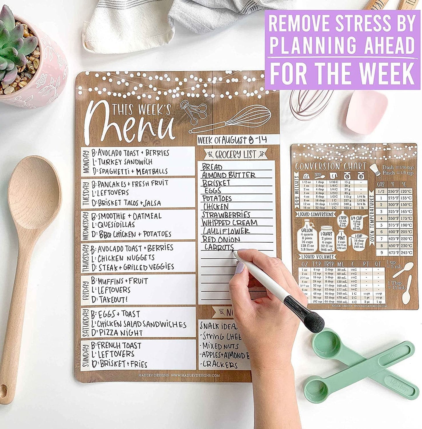 Wood Lights Magnetic Meal Planner | Weekly | Calendar & Planners