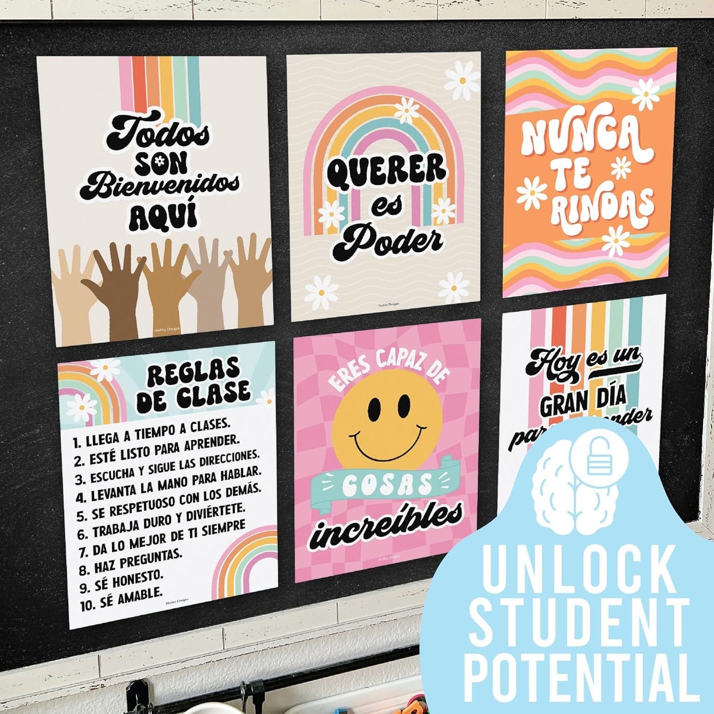 6 Retro Spanish Classroom Posters Middle School - Spanish Classroom Decorations, High School Classroom Decor Spanish, Spanish Posters For Classroom High School, Educational Posters In Spanish Decor