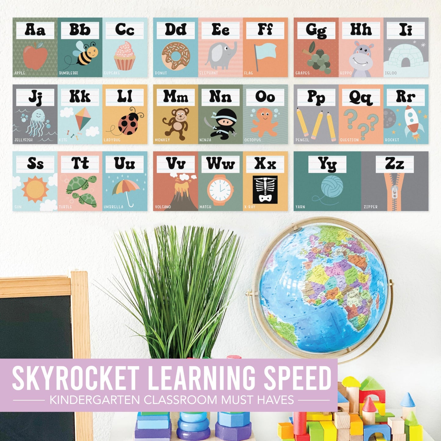 Retro Alphabet For Classroom Wall Line - Alphabet Letters For Classroom Wall, ABC Posters, Alphabet Posters, Alphabet Wall Chart, ABC Wall Chart, Alphabet Banner, Number Line For Classroom Wall