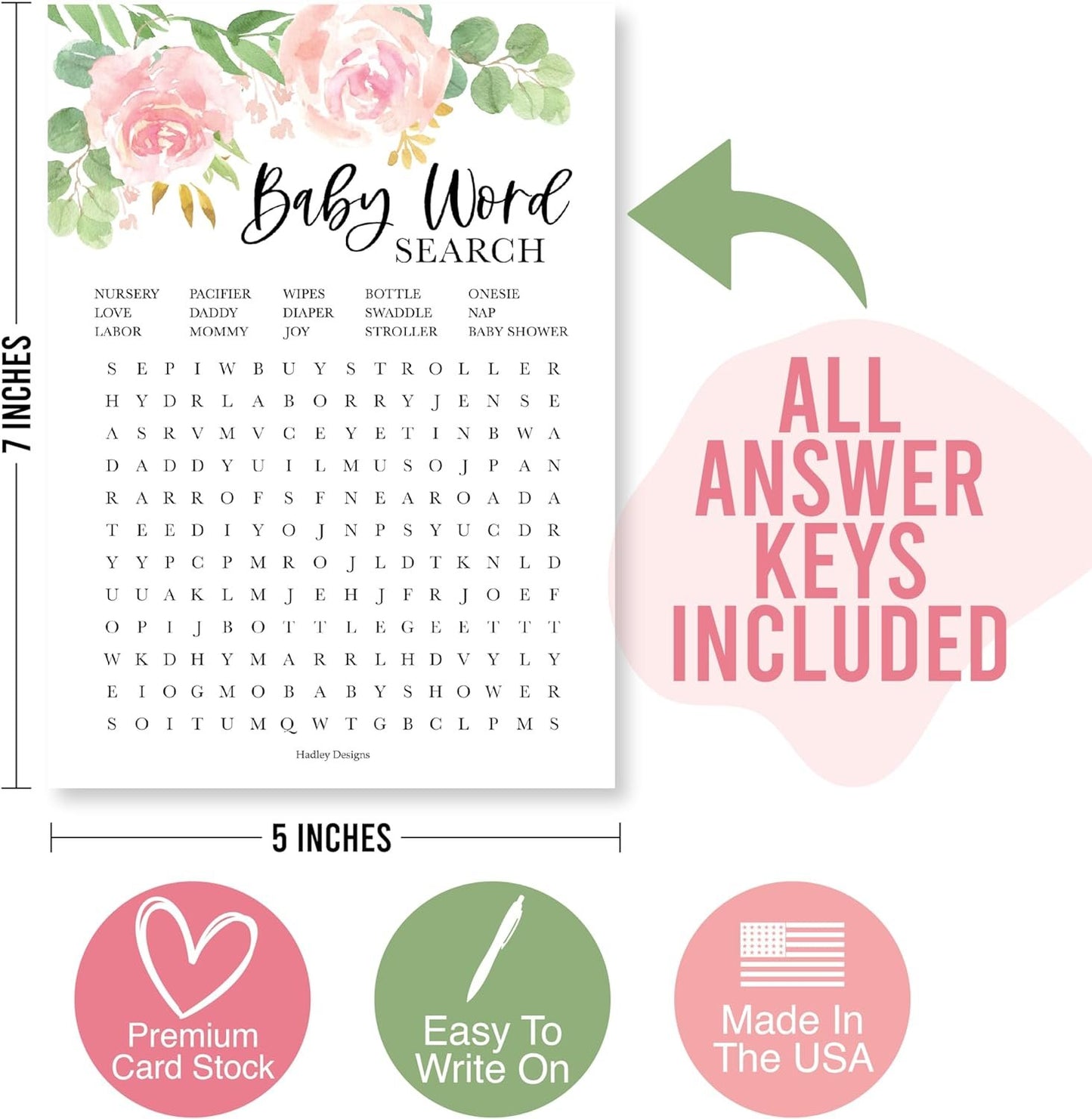 40 Floral Baby Shower Games For Girl - Baby Games For Baby Shower Bingo Game Girl, Who Knows Mommy Best Baby Shower Game, Baby Girl Baby Shower Word Search Game, Advice Cards Baby Shower Mad Libs Game