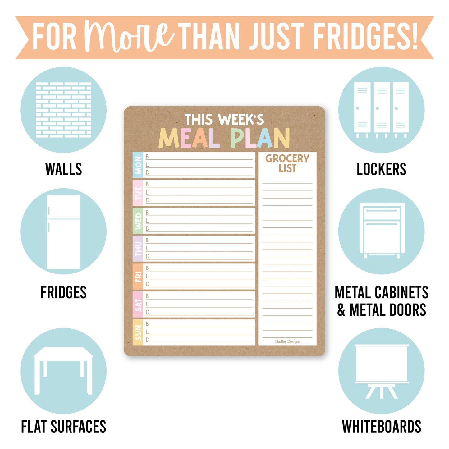 Rustic Weekly Dinner Menu Board for Kitchen - Magnetic Meal Planner for Refrigerator White Board Dry Erase, Weekly Menu Board for Fridge Whiteboard, Weekly Meal Planner Magnetic Fridge Whiteboard