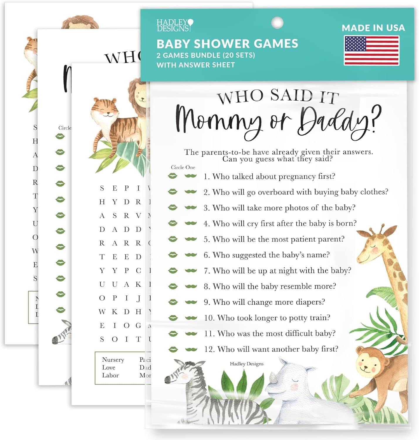 20 Safari Baby Shower Games Gender Neutral - Hilarious Baby Shower Games For Girl, Funny Baby Shower Games Boy, Guess Who Mommy Or Daddy Baby Shower Game, Baby Games For Baby Shower Word Search Game