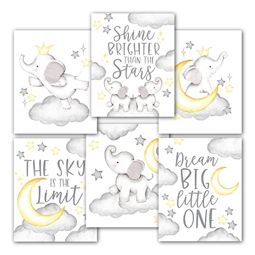 Elephant Children's Wall Art | Set of 6 | Nursery Decor