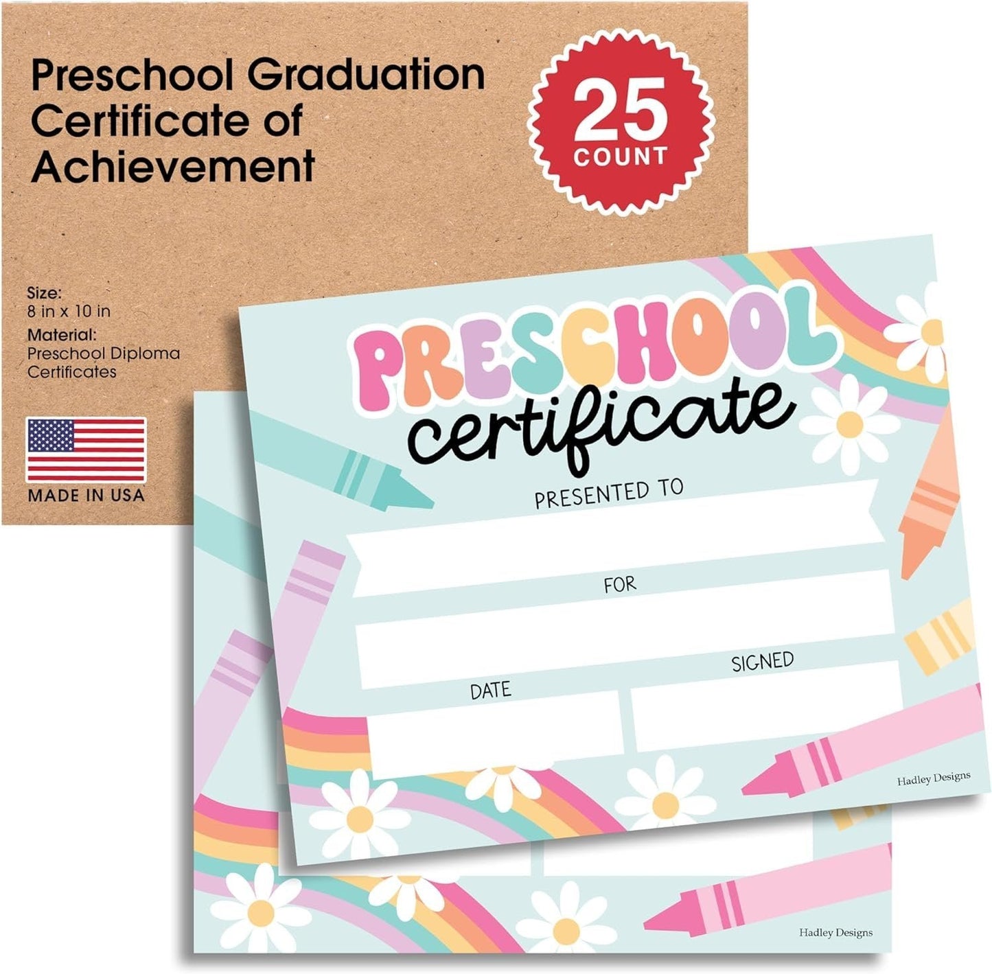 Retro PreK Certificate of Achievement | Set of 25 | Awards