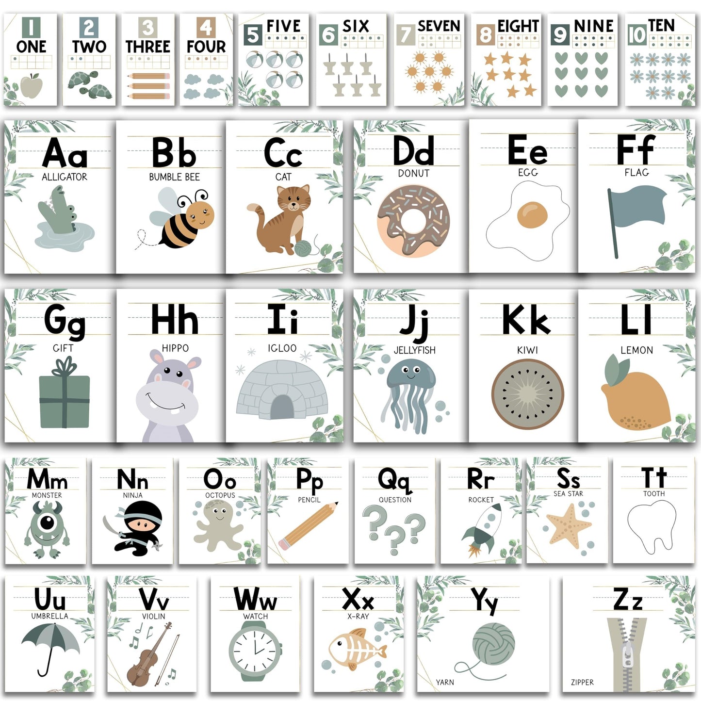 Greenery Alphabet Bulletin Board Set | Classroom Supplies | Educational Decor