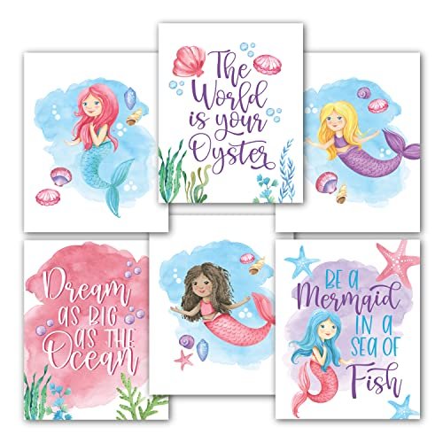 Mermaid 2 Children's Wall Art | Set of 6 | Home Decor