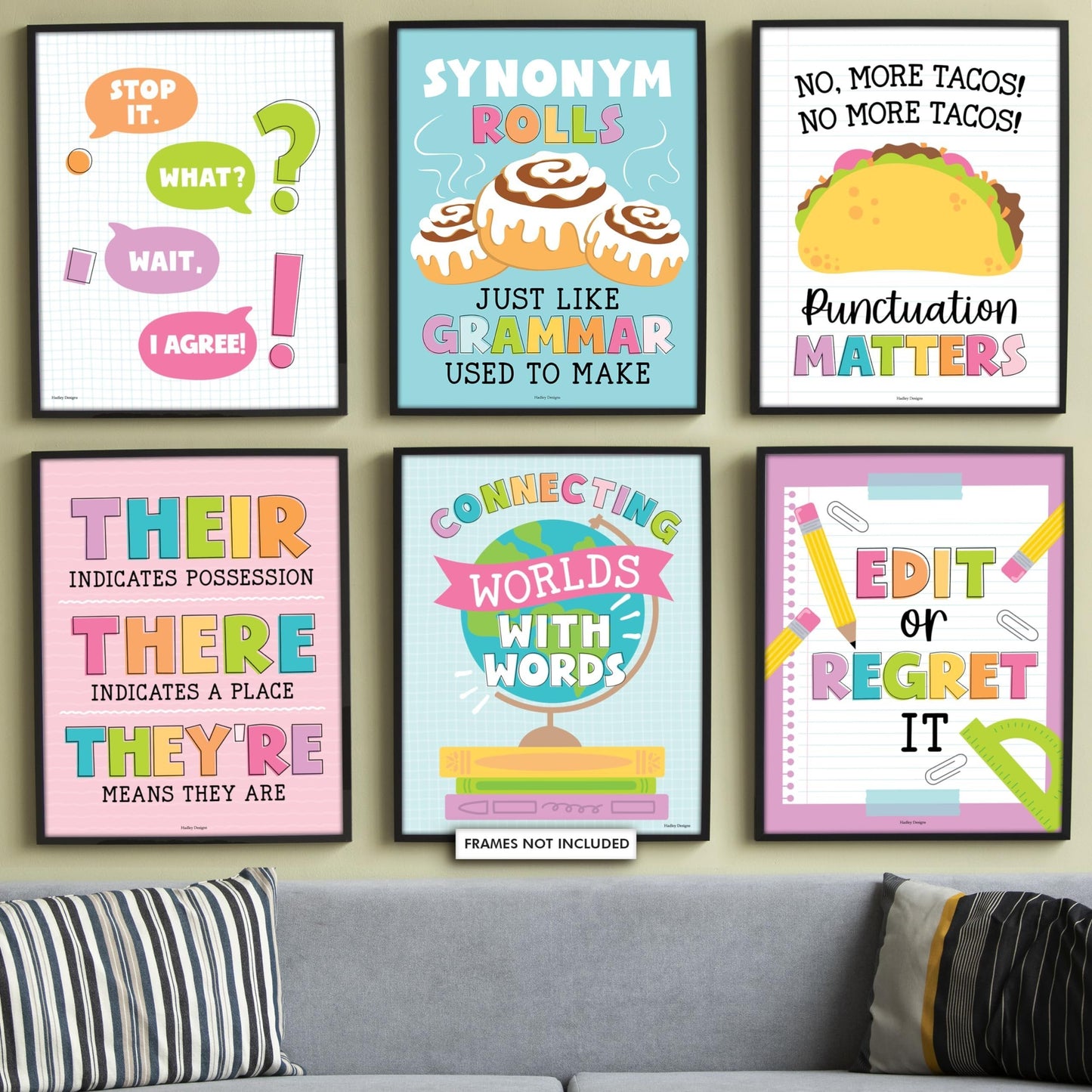 Neutral English Motivational Posters | Set of 6 | Educational Posters