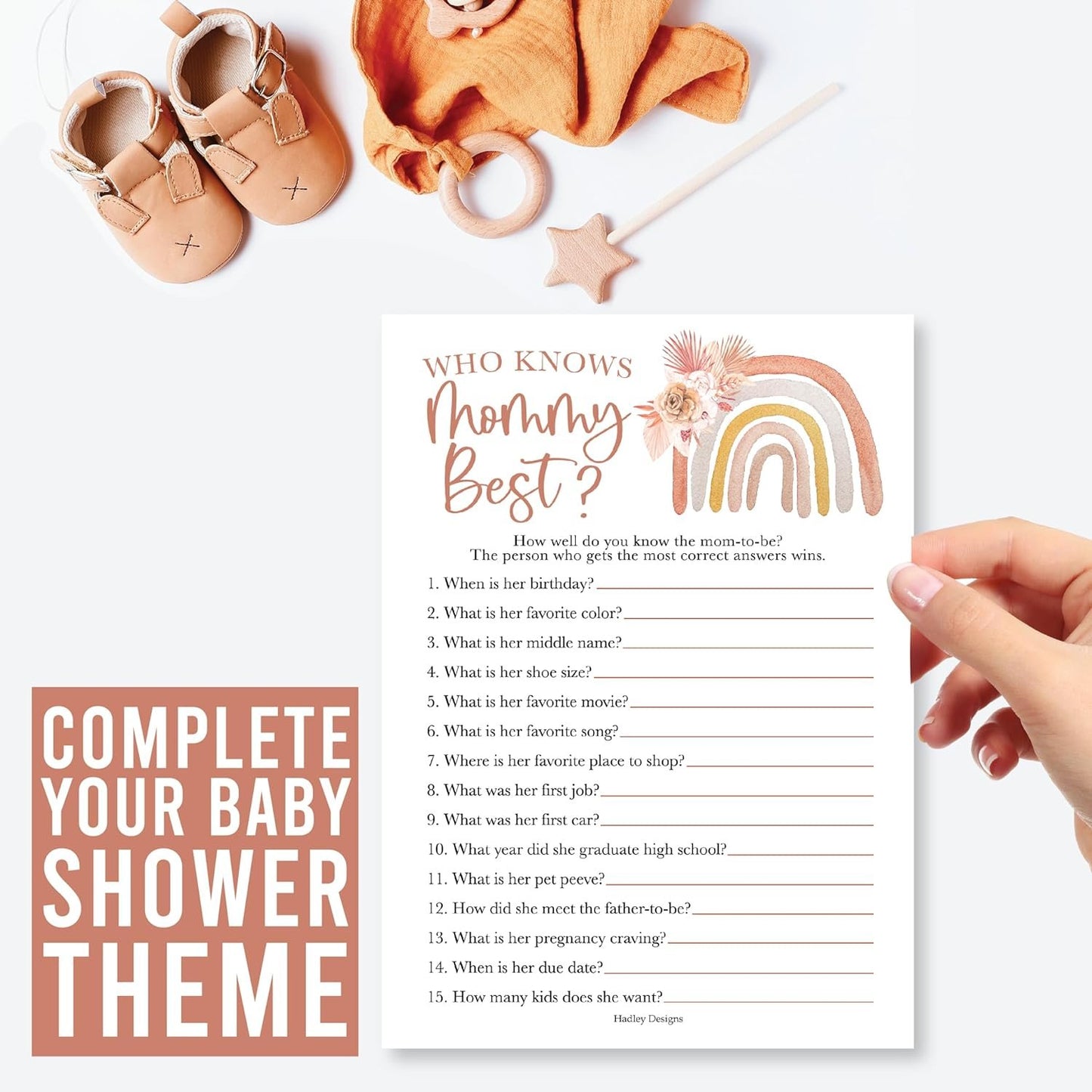 20 Boho Baby Shower Games For Girl - Hilarious Baby Shower Games Girl, Who Knows Mommy Best Baby Shower Game Card, Baby Games For Baby Shower Games Dad Jokes, Baby Girl Baby Shower Games Funny