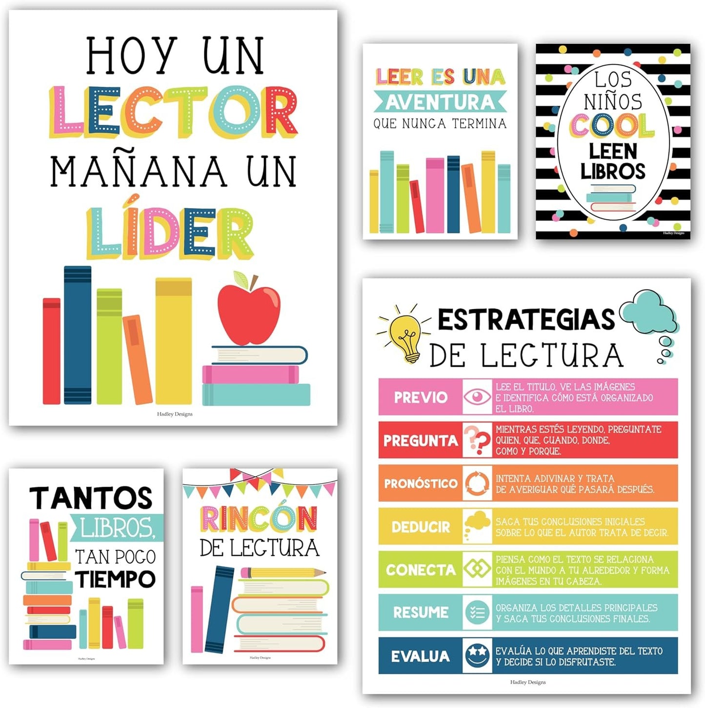 6 Colorful Spanish Classroom Decorations High School - Spanish Classroom Posters, Decoracion De Area Para Salon De Lectura Posters, Rincon De Lectura Decoracion Para Salon De Clases En Español