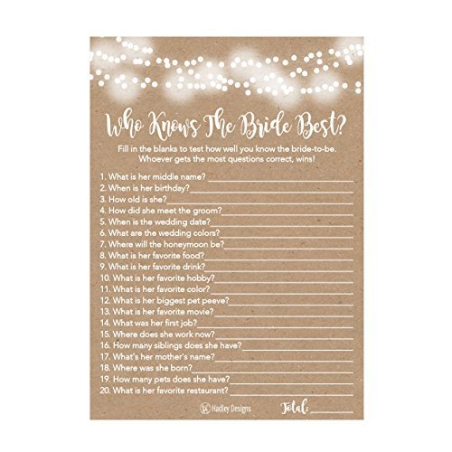 How Well Do You Know the Bride | Set of 25 | Bridal Shower Games