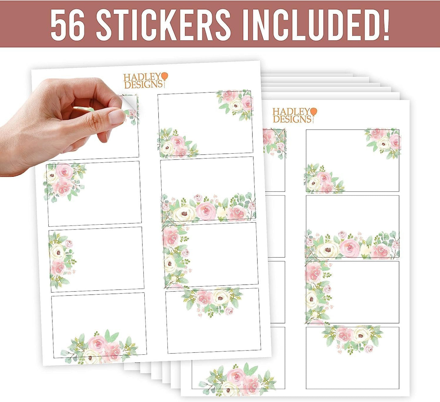 Floral Name Tag Stickers | Set of 56 | Classroom Supplies