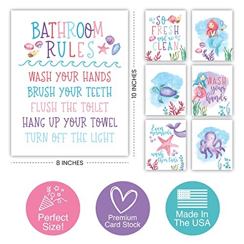 Mermaid Bathroom Wall Art | Set of 6 | Home Decor