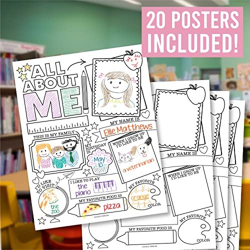 Black & White School All About Me Posters | Set of 20 | Educational Posters