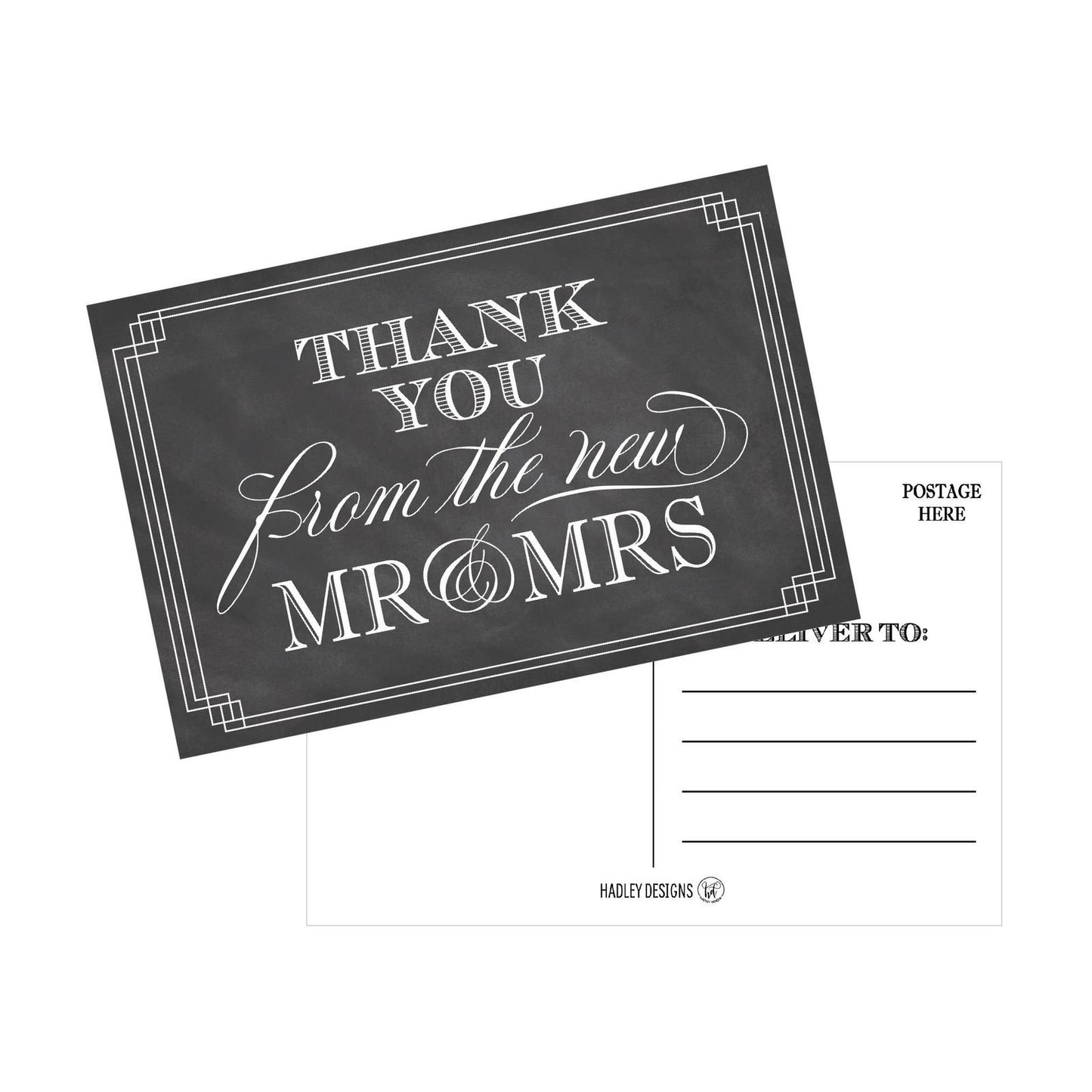 50 4x6 Chalkboard Rustic Thank You Postcards Bulk, Thank You Cards From The N...