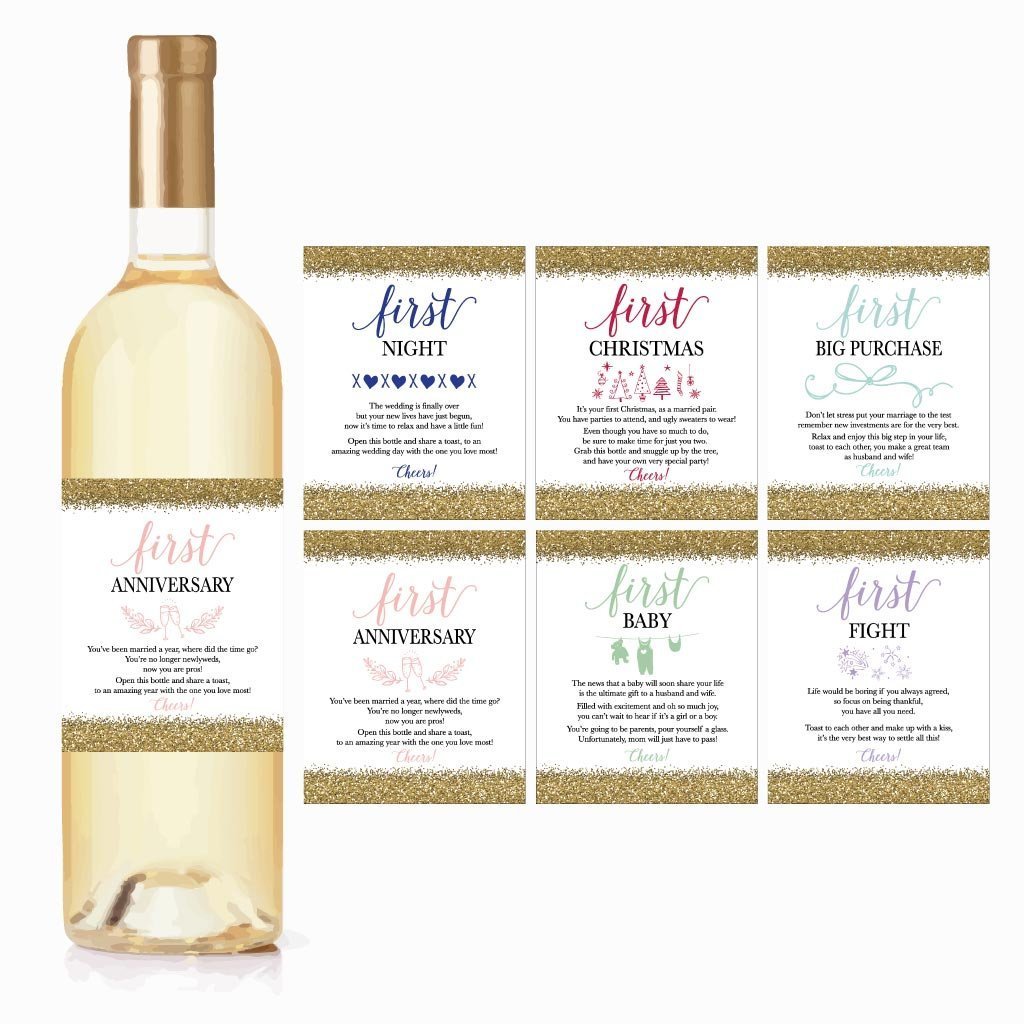 Wedding Milestones Labels | Set of 6 | Party Supplies