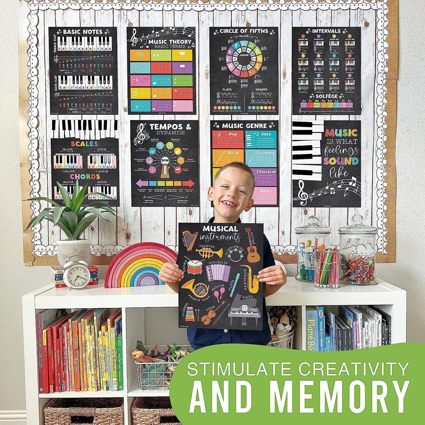 Colorful Chalk Music Posters | Set of 9 | Music Classroom